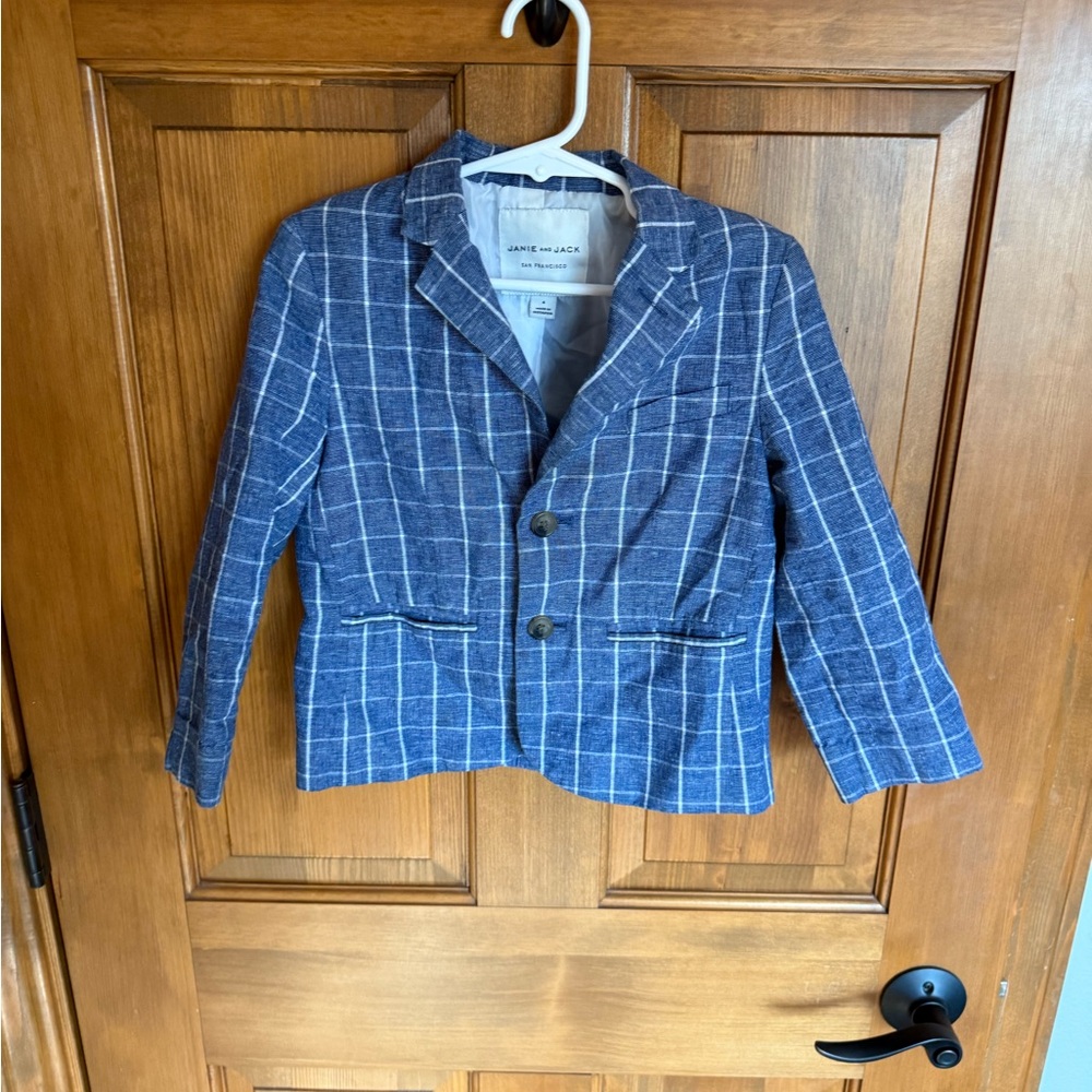 Janie and Jack Blue and White Sport Coat Classic Blazer size 4